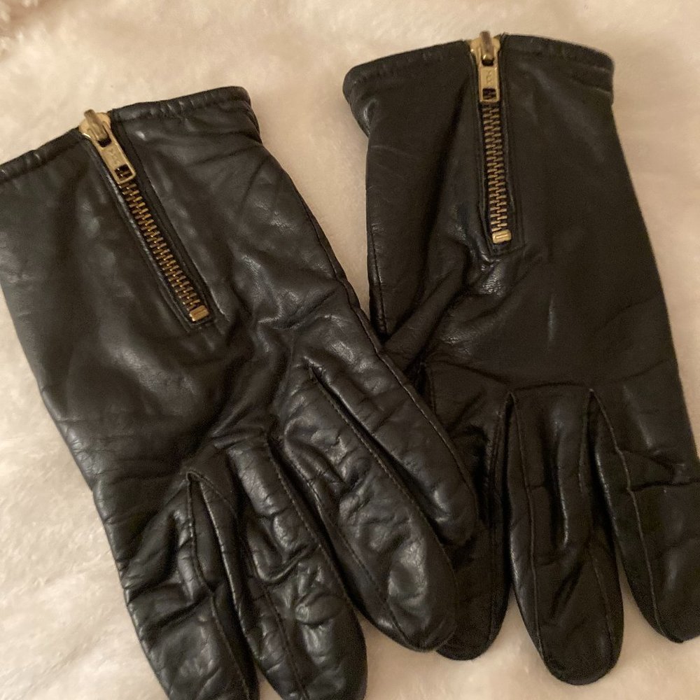 Mens Leather Driving Gloves With Front Zipper
